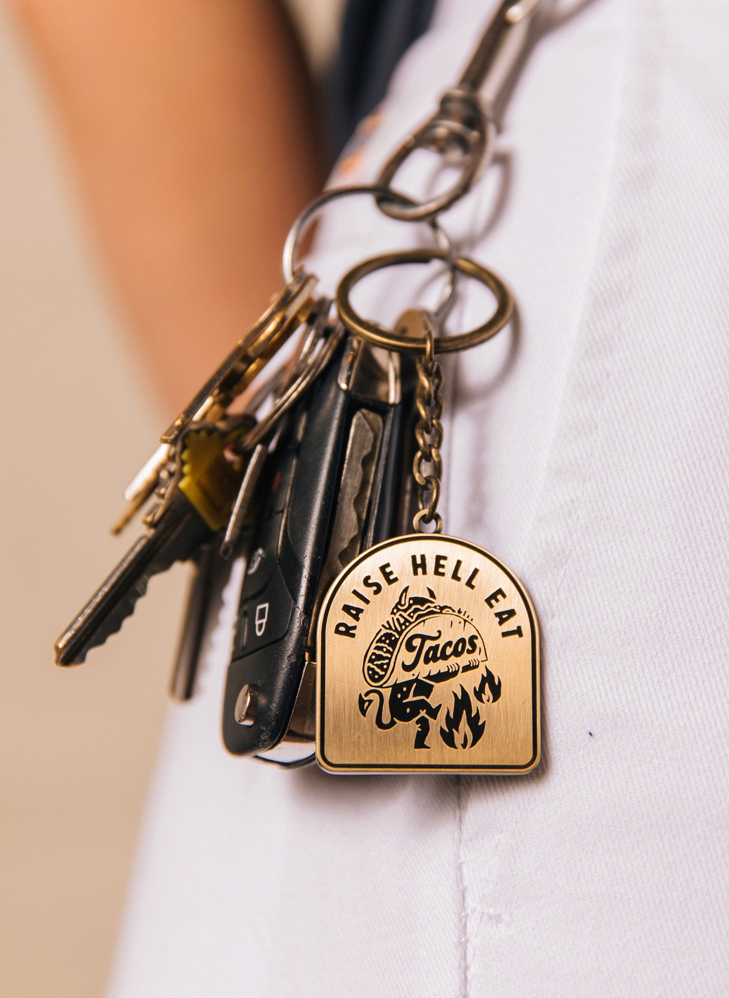 Raise Hell Eat Tacos Keychain